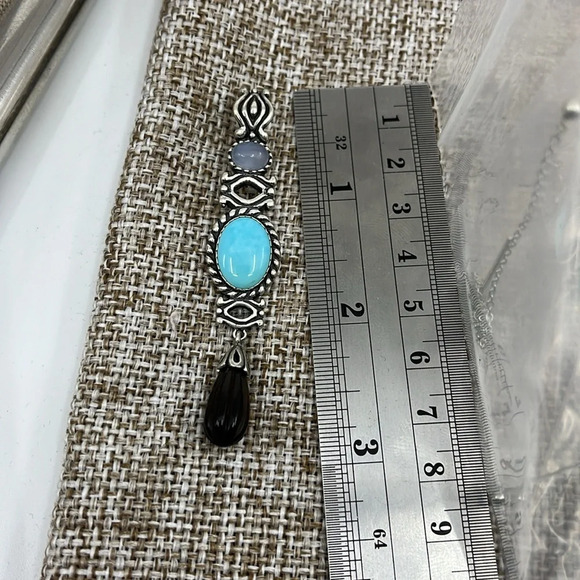 Set of Two 💙 Sincerely Southwest Sterling Silver Turquoise Pendants - Picture 9 of 16